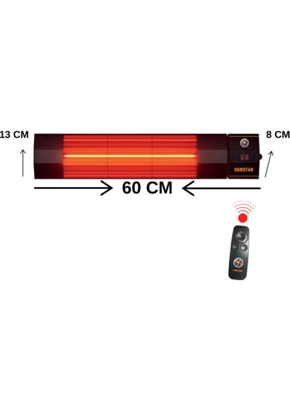 Dış Mekan Halojen Soba Infrared Isıtıcı Kumandalı 2000W