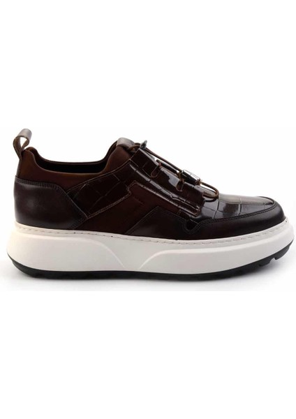 Kahve Kahve Kroko Hakiki Deri Erkek Sneaker E01194010203 fiyatları