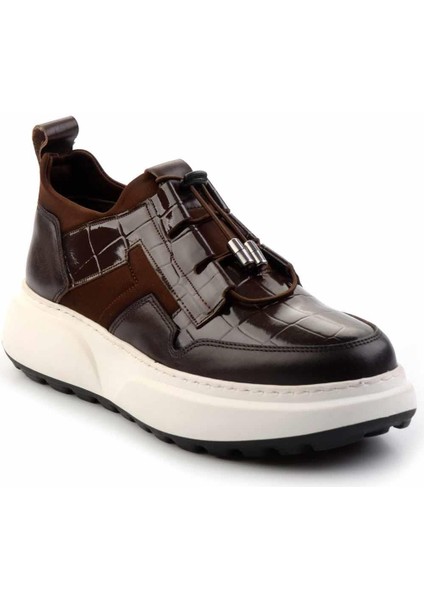 Kahve Kahve Kroko Hakiki Deri Erkek Sneaker E01194010203 modelleri