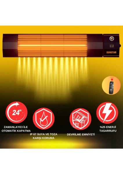 Halojen Soba Infrared Isıtıcı Kumandalı 1800W