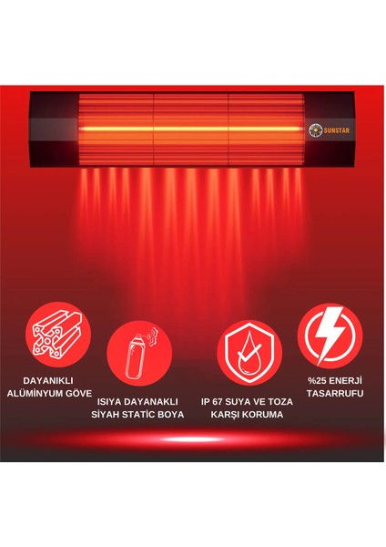 Dışmekan Halojen Soba Infrared Isıtıcı 2000W