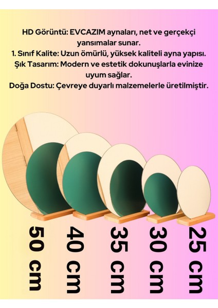 Yuvarlık Estetik Asimetrik Ahşap Makyaj Aynası Çerçevesiz, Dekoratif Masa Oturma Odası 30 cm fiyatları