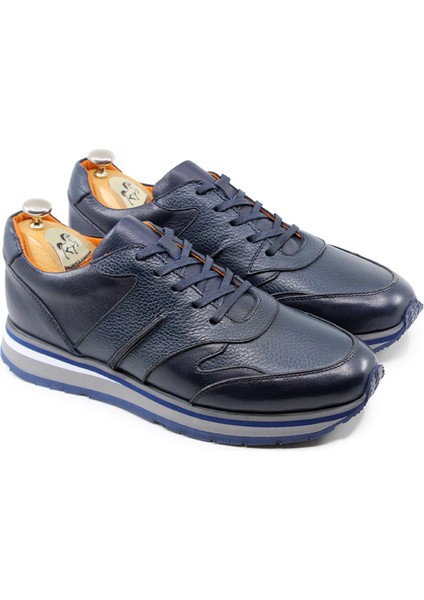 Deri Erkek Sneaker Lacivert Spor Ayakkabı 25084