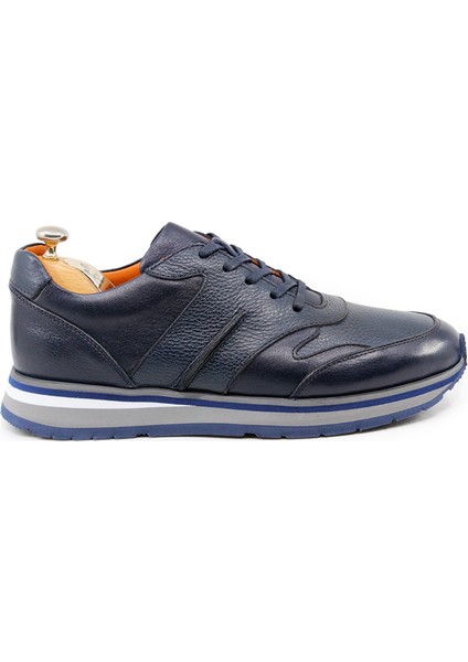 Deri Erkek Sneaker Lacivert Spor Ayakkabı 25084