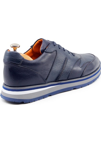 Deri Erkek Sneaker Lacivert Spor Ayakkabı 25084