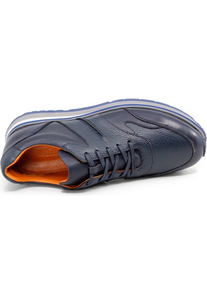 Deri Erkek Sneaker Lacivert Spor Ayakkabı 25084 indirimleri