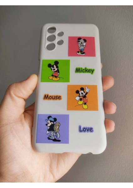 Samsung Galaxy A13 Uyumlu Mickey Mouse Tasarım Içi Kadife Kılıf