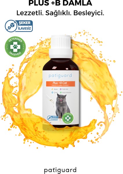 Plus B For Cats Kediler Için Tüy Dökülmesi Engelleyici Biyotin Tüy Sağlığı Damlası 50ML