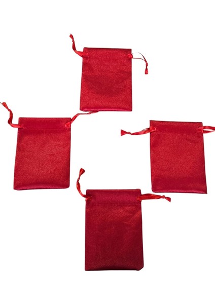 Saten & Parlak Kese Kırmızı 10 Adet 9X12 cm Takı, Altın Kesesi (Ipli & Büzgülü) fiyatları