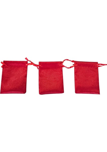 Saten & Parlak Kese Kırmızı 10 Adet 9X12 cm Takı, Altın Kesesi (Ipli & Büzgülü) fırsatları