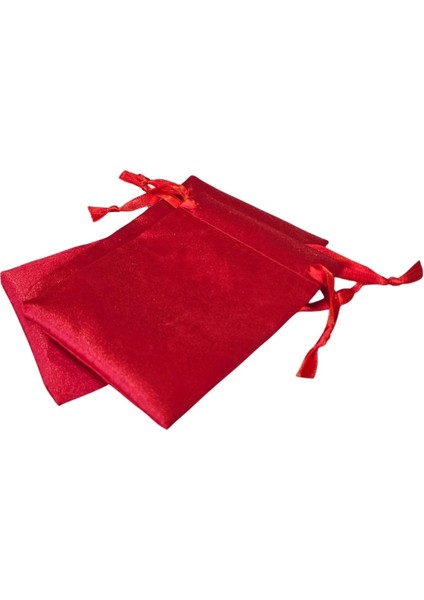 Saten & Parlak Kese Kırmızı 10 Adet 9X12 cm Takı, Altın Kesesi (Ipli & Büzgülü) indirimleri