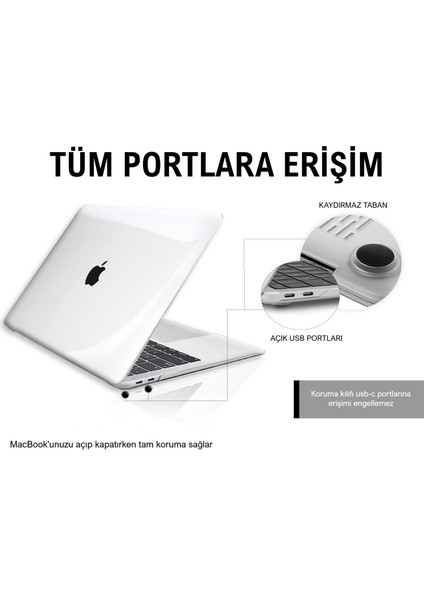 Klassegear Macbook Pro 13" 2020-2022 M1-M2 Çip A1706-A1708--A2159-A2251-A2289-A2338 Uyumlu Kapak Koruma Kılıfı