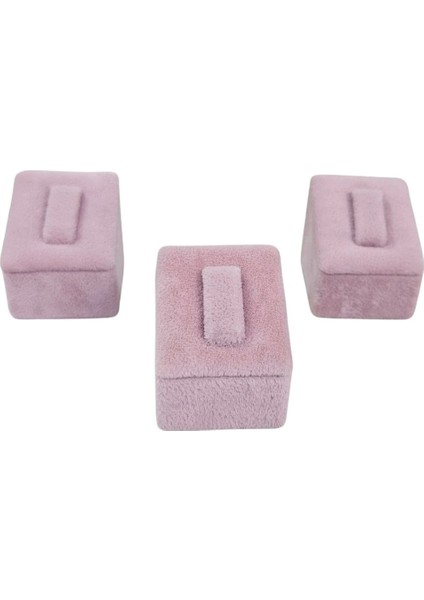 Yüzük Standı Üçlü Süet (Tırnaklı) 3x3,5 cm (3 Adet) Pembe