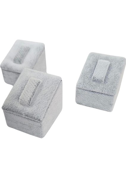 Yüzük Standı Üçlü Süet (Tırnaklı) 3x3,5 cm (3 Adet) Gri