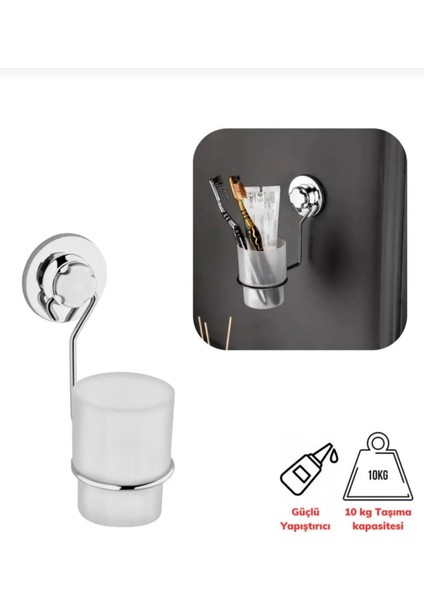 ELİT81 Wenken Vidasız Ultra Güçlü Yapıştırma Lüks Krom Diş Fırçalık