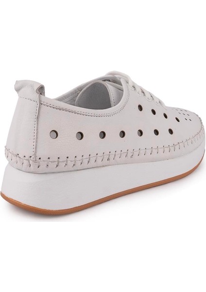 Yumuşak Ortopedik Modern Rahat Delikli Deri Ayakkabı 31-102 Beyaz indirimleri