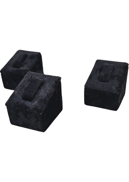Yüzük Standı Üçlü Süet (Tırnaklı) 3x3,5 cm (3 Adet) Siyah
