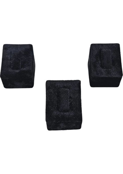 Yüzük Standı Üçlü Süet (Tırnaklı) 3x3,5 cm (3 Adet) Siyah indirimleri