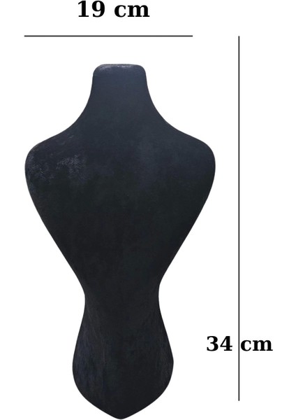 Inci Kolye & Gerdanlık Sergileme Mankeni Siyah Süet 34 cm 3.boy