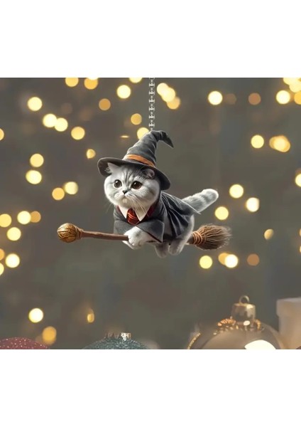 ELİT81 2d Akrilik Harry Potter Sihirli Uçan Kedi Sırt Çantası Anahtarlık Için Süs Eşyası modelleri