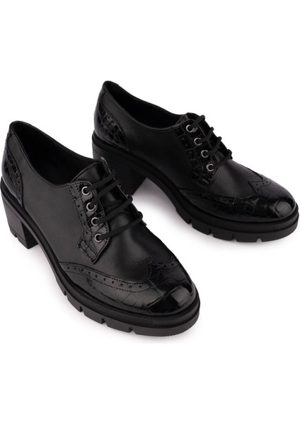 Deri Bağlı Oxford Spor Butti Ayakkabı Siyah 2150