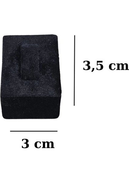 Yüzük Standı Tekli Süet (Tırnaklı) 3x3,5 cm Siyah
