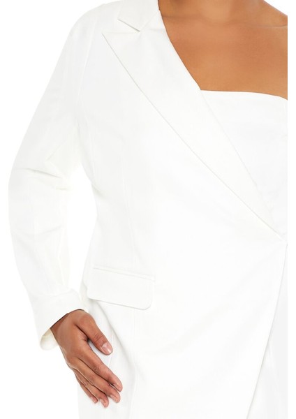 F21 Plus Size Tek Omuz Blazer Mini Elbise