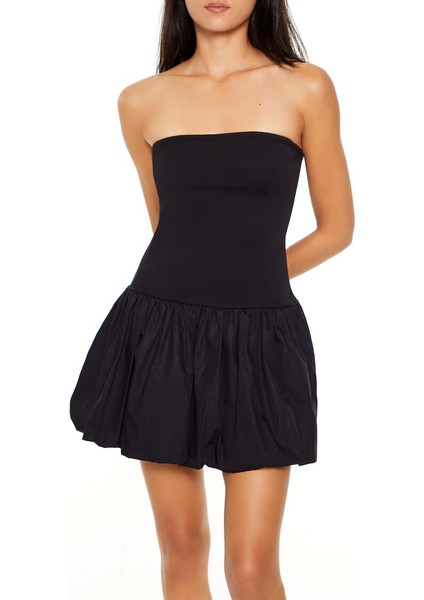 F21 Straplez Yaka Balon Mini Elbise