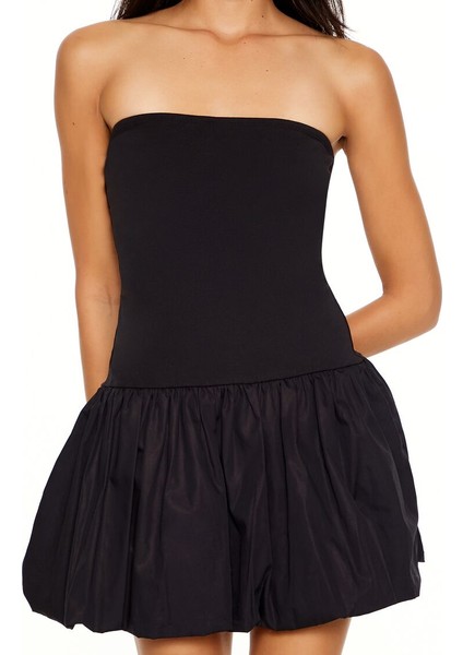 F21 Straplez Yaka Balon Mini Elbise modelleri