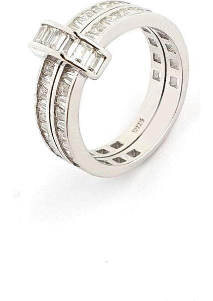 Baget Zirkon Taşlı 925AYAR Gümüş Italyan Tasarımı Trend Yüzük modelleri