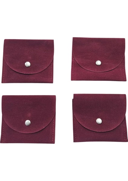 Kadife (Süet) Zarf Kese Bordo 50 Adet 8X10 Boy Takı, Altın Kesesi (Çıtçıtlı)