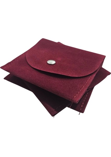 Kadife (Süet) Zarf Kese Bordo 50 Adet 8X10 Boy Takı, Altın Kesesi (Çıtçıtlı)