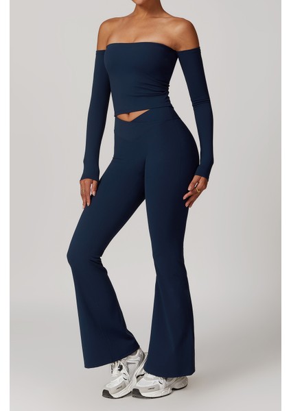 Kadın Envelope Bel Detaylı Ispanyol Paça Spor Tayt