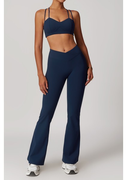 Kadın Envelope Bel Detaylı Ispanyol Paça Spor Tayt modelleri