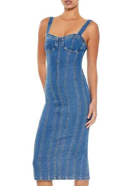 F21 Denim Midi Elbise