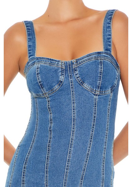 F21 Denim Midi Elbise