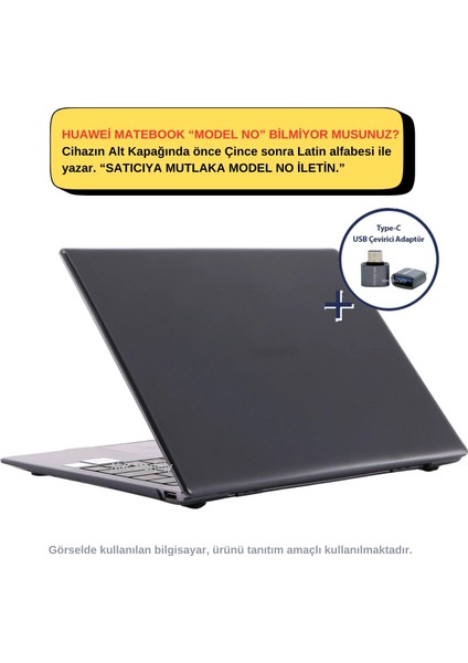 SyncCase Huawei Kılıf MateBook D15 Koruyucu (2019-2020-2021-2022 Yılı) ile Uyumlu Kristal iz Yapmaz Kılıf