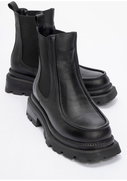 Kadın Kalın Taban Casual Chelsea Bot Gerçek Deri Rc 37509 Siyah fiyatları