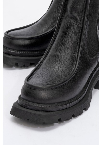 Kadın Kalın Taban Casual Chelsea Bot Gerçek Deri Rc 37509 Siyah modelleri