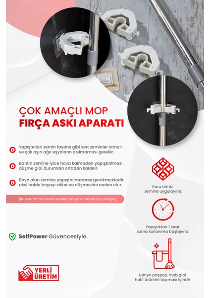 3 Adet Çok Amaçlı Paspas ,süpürge, Fırça ve Mob Askısı Sap Tutucu Mutfak ve Banyo Askısı Set fırsatları