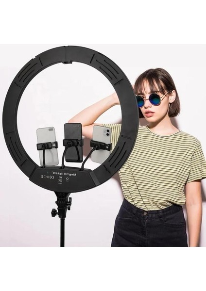 18 Inç Rgb Ring Light- 3 x Telefon Standlı-Çantalı-Kumandalı-Youtuber LED Halka Işık-2 Metre Tripod