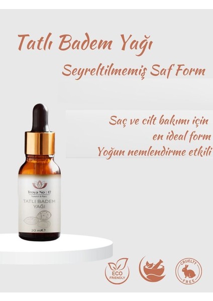 Tatlı Badem Yağı %100 Doğal ve Seyreltilmemiş 20 ml