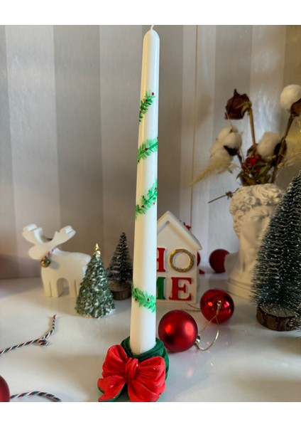 Christmas Candlestick / Yılbaşı Ruhu Şamdan Mum ve Mumluk 2'li