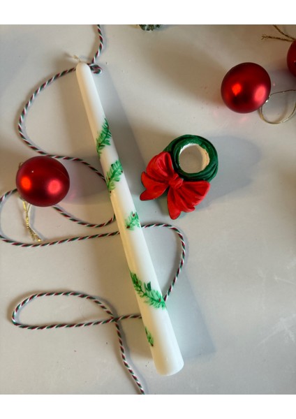 Christmas Candlestick / Yılbaşı Ruhu Şamdan Mum ve Mumluk 2'li