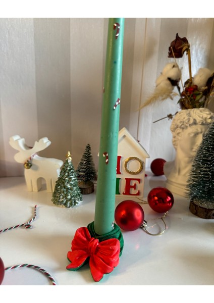 Christmas Candy Candlestick / Noel Tasarım Şamdan Mum ve Mumluk 2'li modelleri