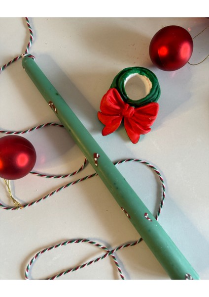 Christmas Candy Candlestick / Noel Tasarım Şamdan Mum ve Mumluk 2'li fırsatları