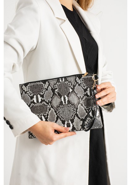 Desenli El Askılı Portföy Clutch Çanta