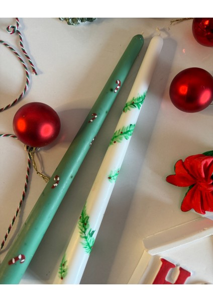 2li Set Christmas ve Şekerleme Şamdan Mum