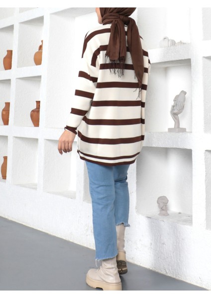 Standart Beden Çizgili Uzun Kollu Triko Tunik fiyatları