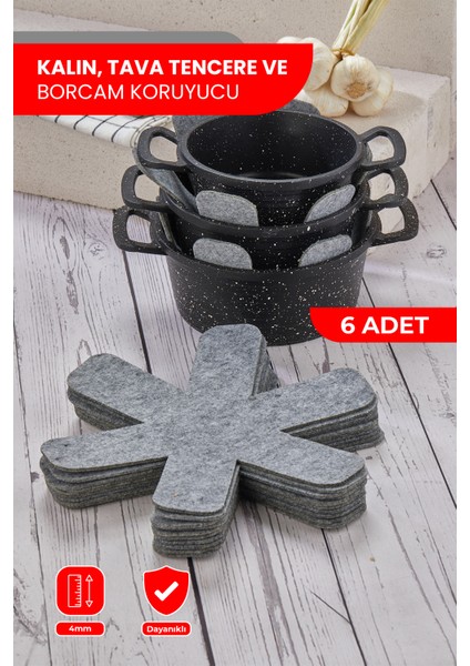Kalın Tencere,tava & Borcam Koruyucu Çizdirmez Elyaf Keçe 6'lı Set 30X30 cm Tava Çizdirmez